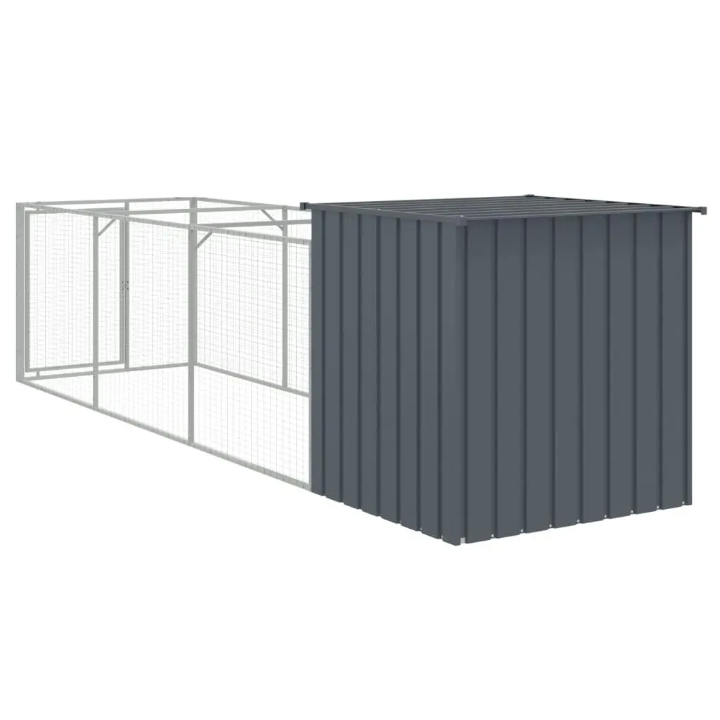 Dog House with Run Anthracite 110x405x110 cm Galvanised Steel 3189079