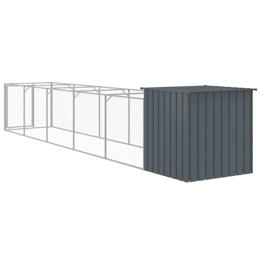 Dog House with Run Anthracite 110x609x110 cm Galvanised Steel 3189080