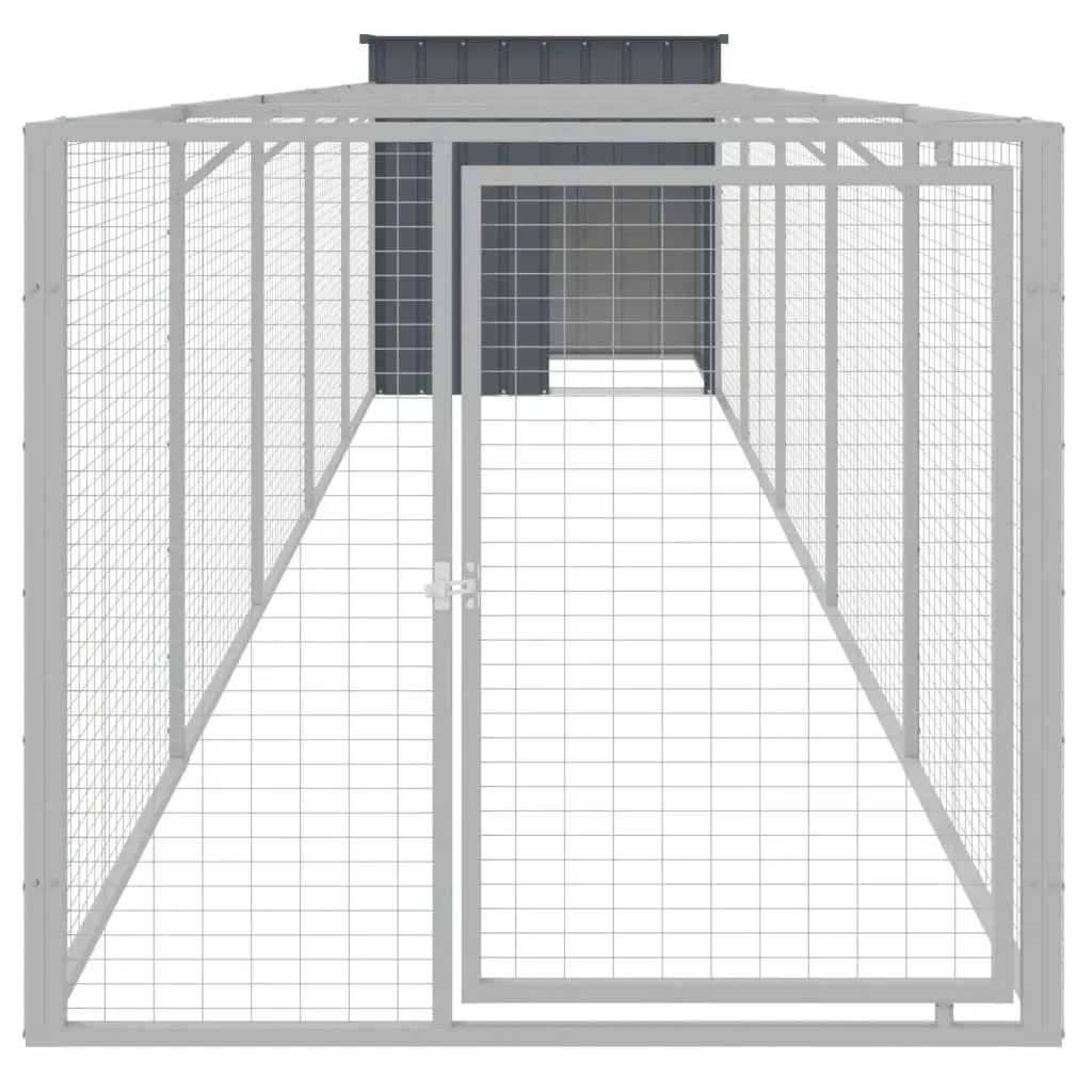 Dog House with Run Anthracite 110x609x110 cm Galvanised Steel 3189080