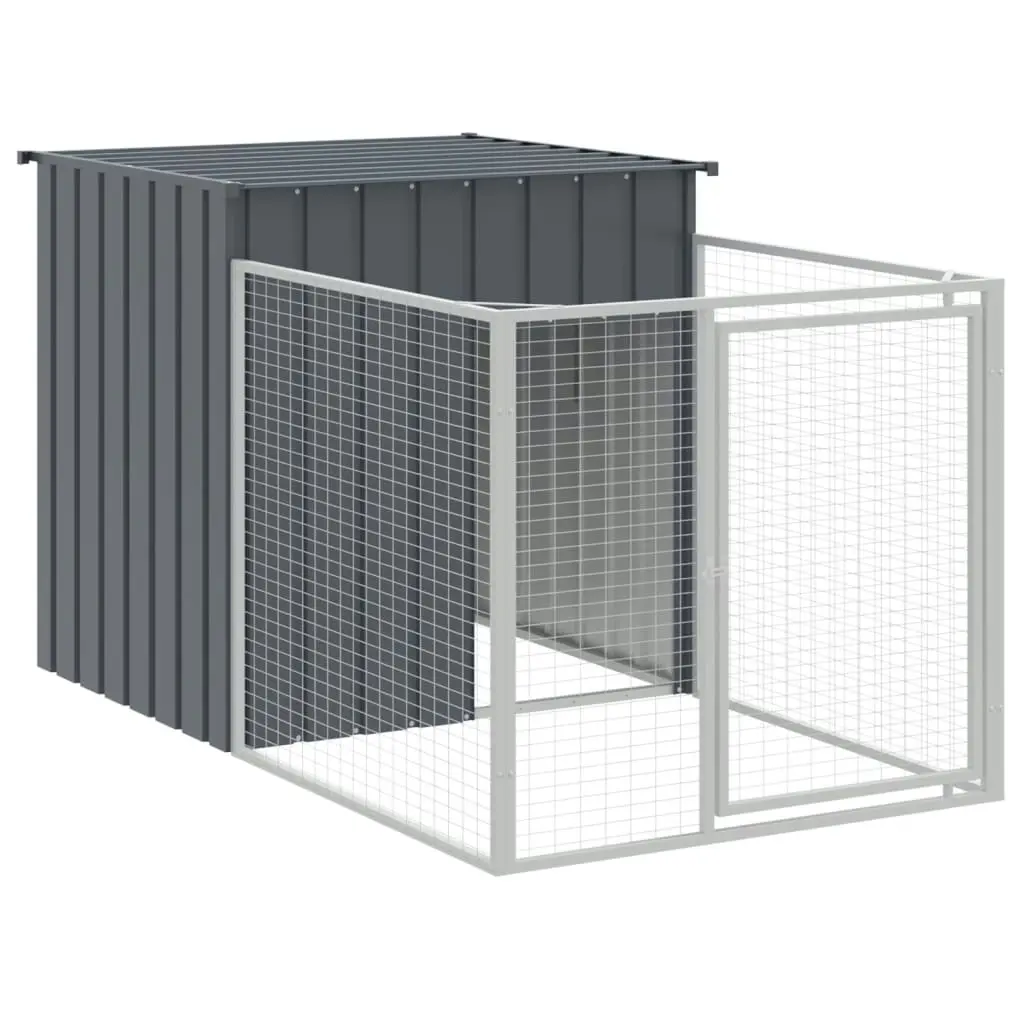 Dog House with Run Anthracite 110x609x110 cm Galvanised Steel 3189080