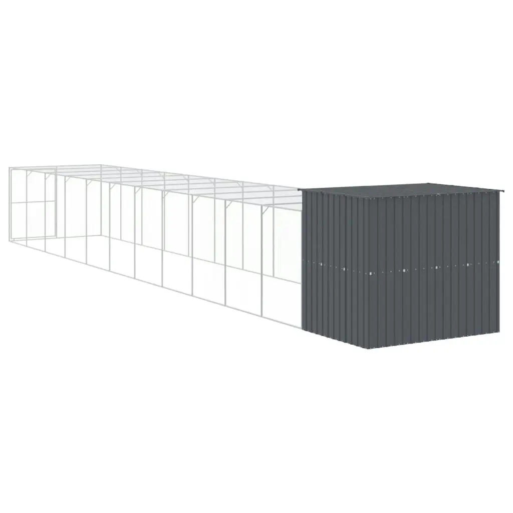 Dog House with Run Anthracite 214x1273x181 cm Galvanised Steel 3189136