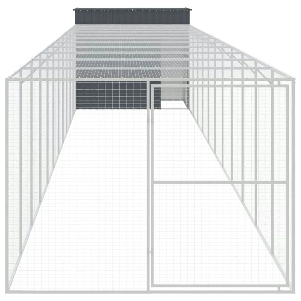 Dog House with Run Anthracite 214x1273x181 cm Galvanised Steel 3189136