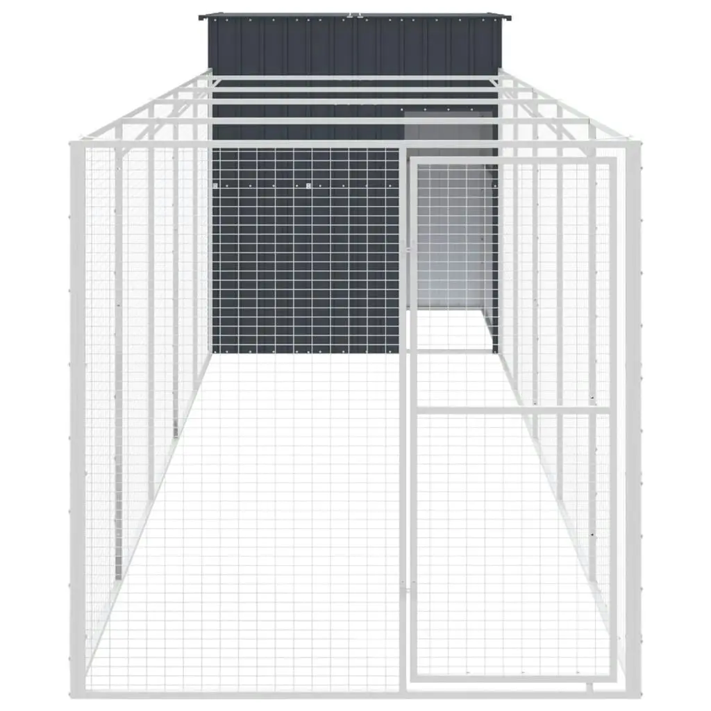 Dog House with Run Anthracite 165x659x181 cm Galvanised Steel 3189100