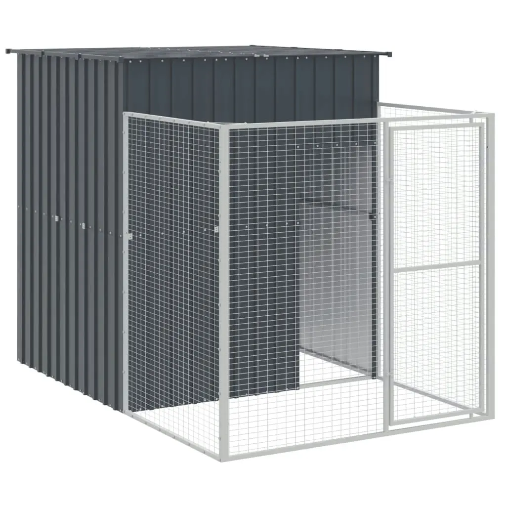 Dog House with Run Anthracite 165x659x181 cm Galvanised Steel 3189100