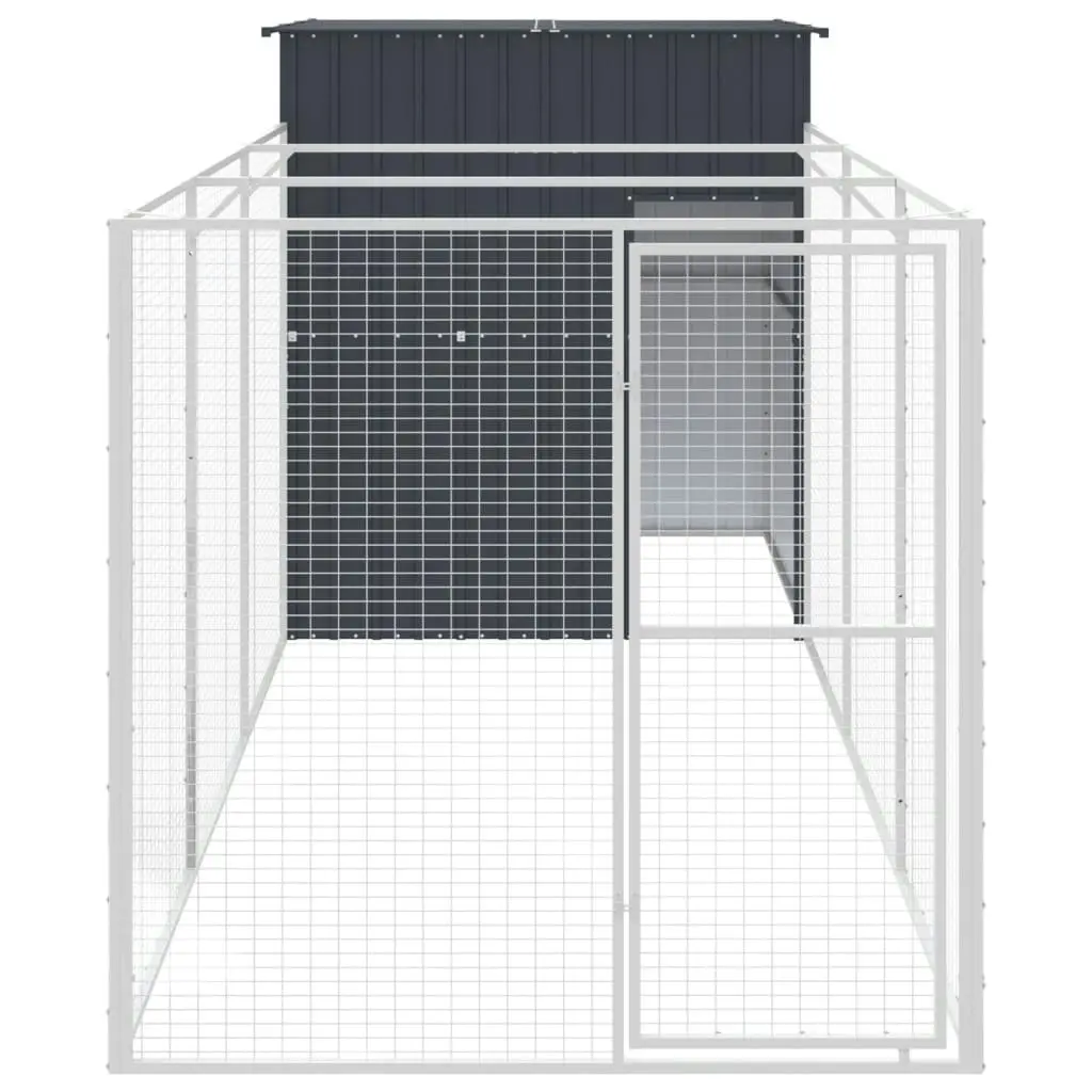 Dog House with Run Anthracite 165x455x181 cm Galvanised Steel 3189099