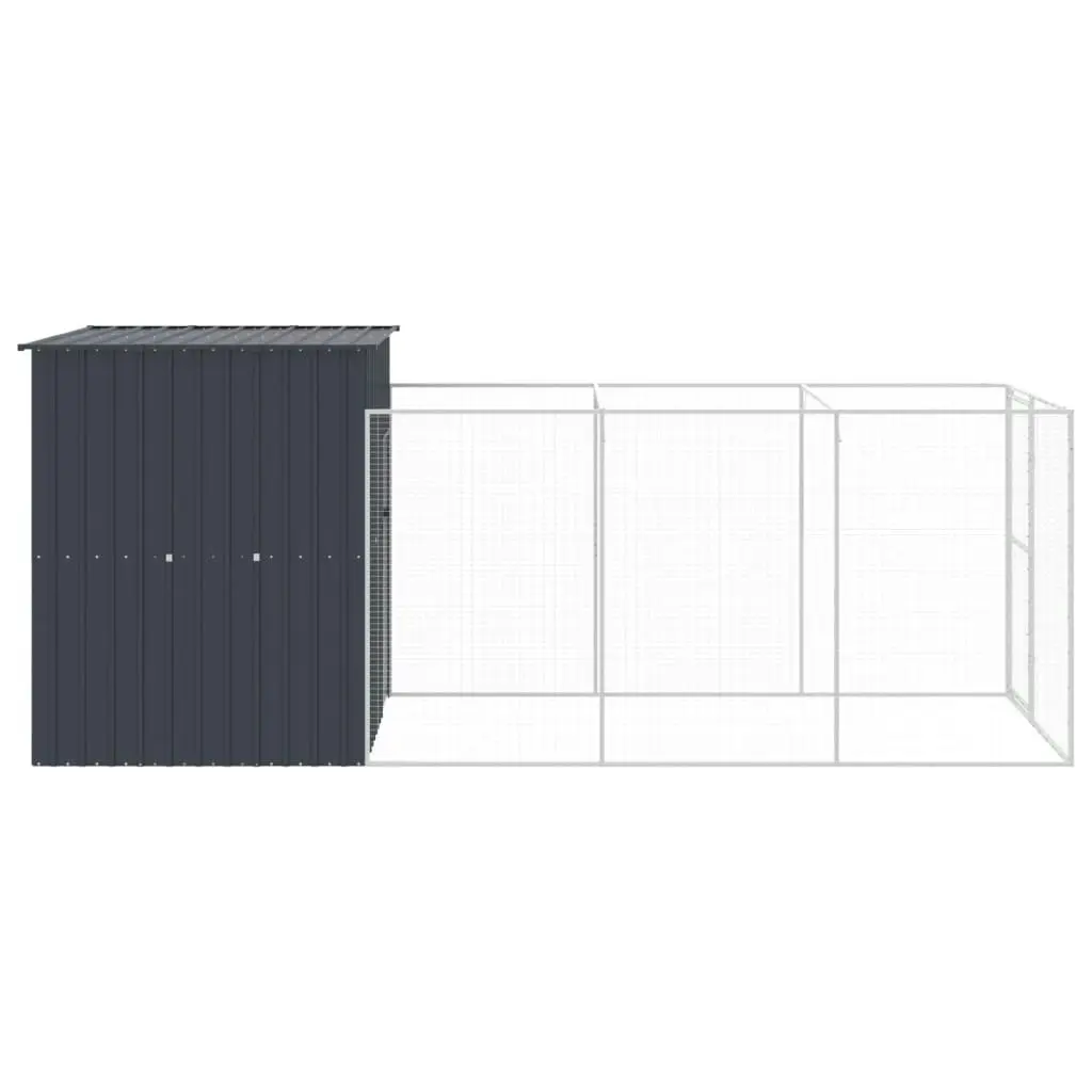 Dog House with Run Anthracite 165x455x181 cm Galvanised Steel 3189099