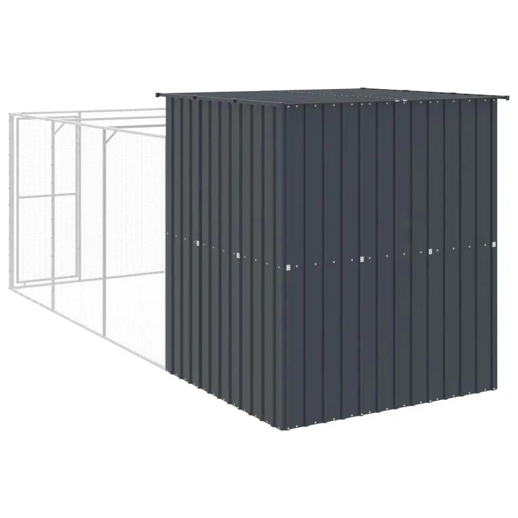 Dog House with Run Anthracite 165x455x181 cm Galvanised Steel 3189099