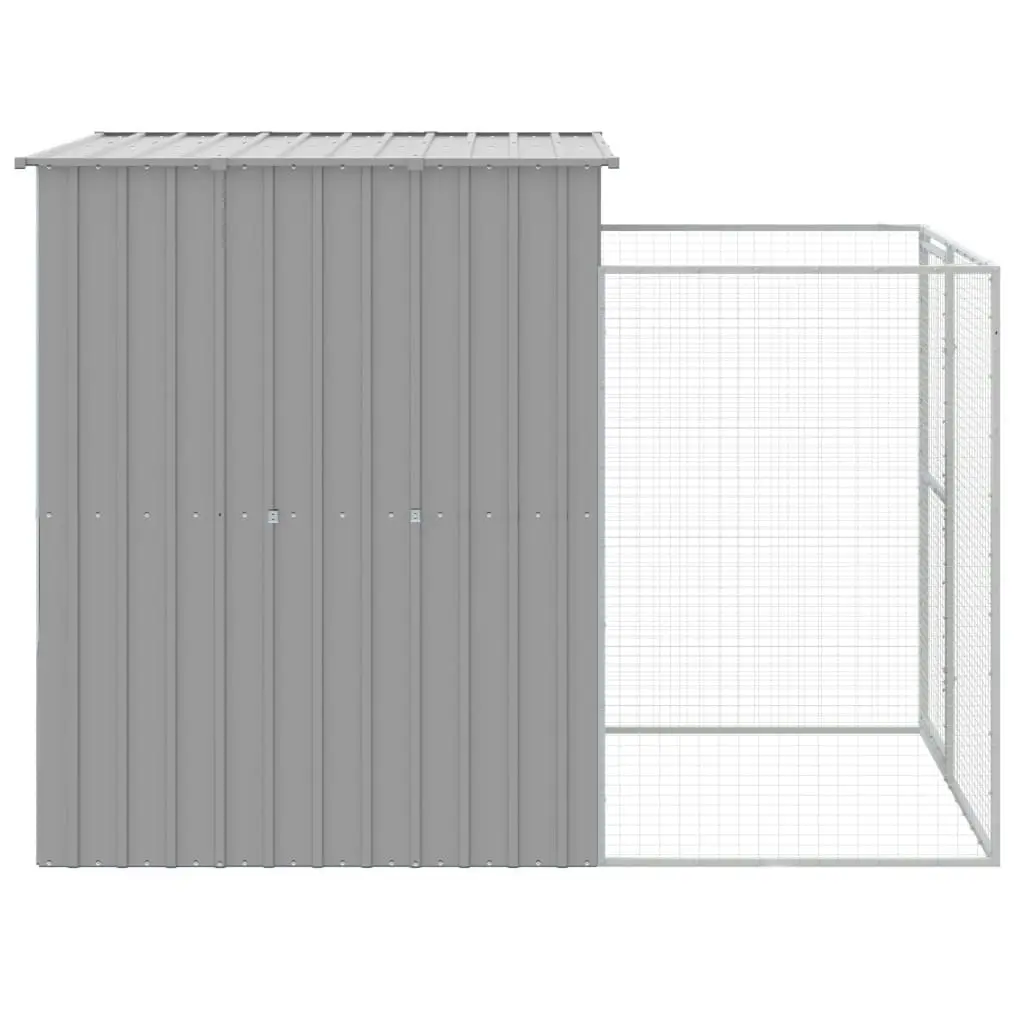 Dog House with Run Light Grey 165x251x181 cm Galvanised Steel 172366