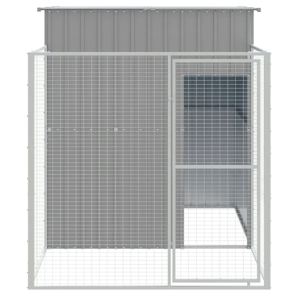 Dog House with Run Light Grey 165x251x181 cm Galvanised Steel 172366