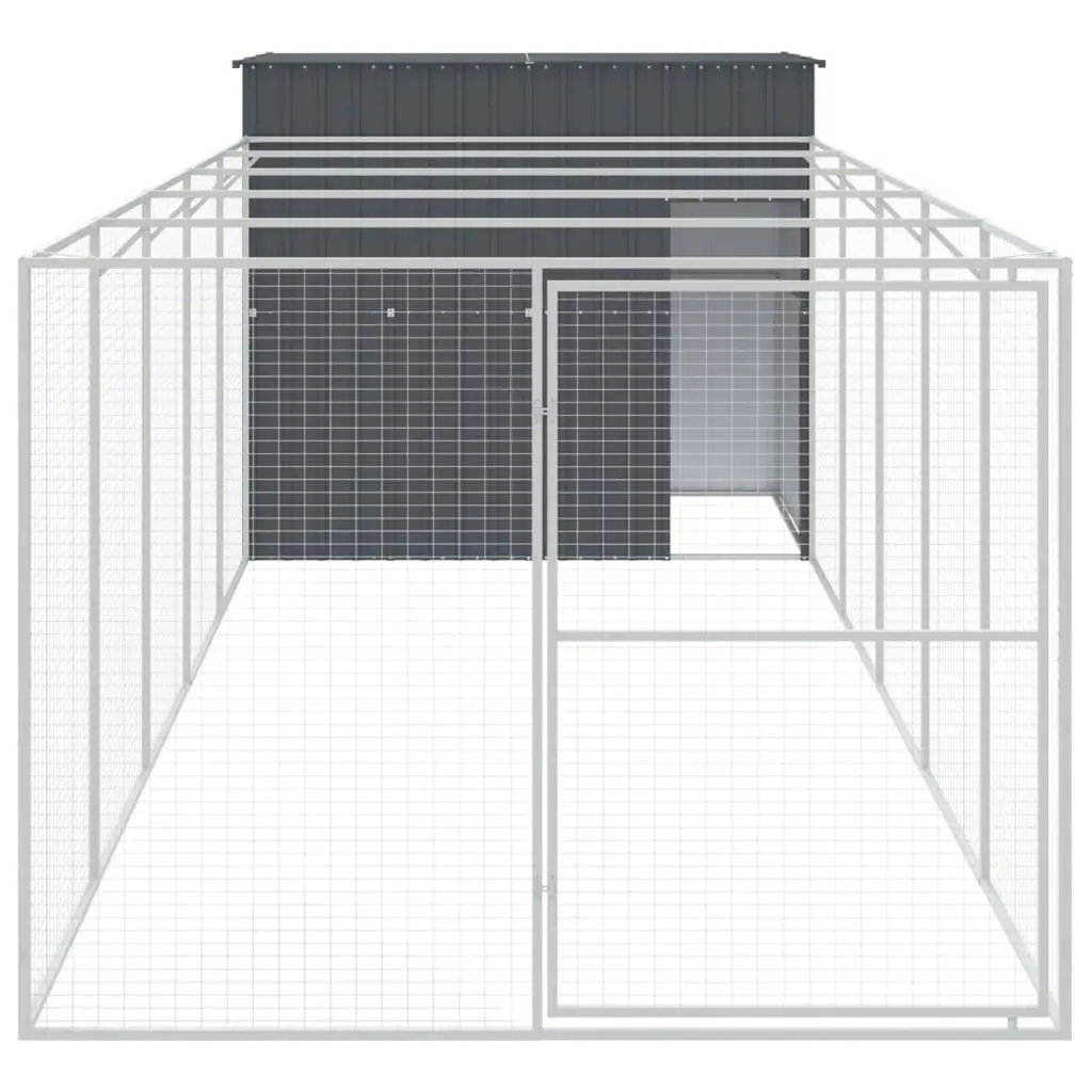 Dog House with Run Anthracite 214x661x181 cm Galvanised Steel 3189133