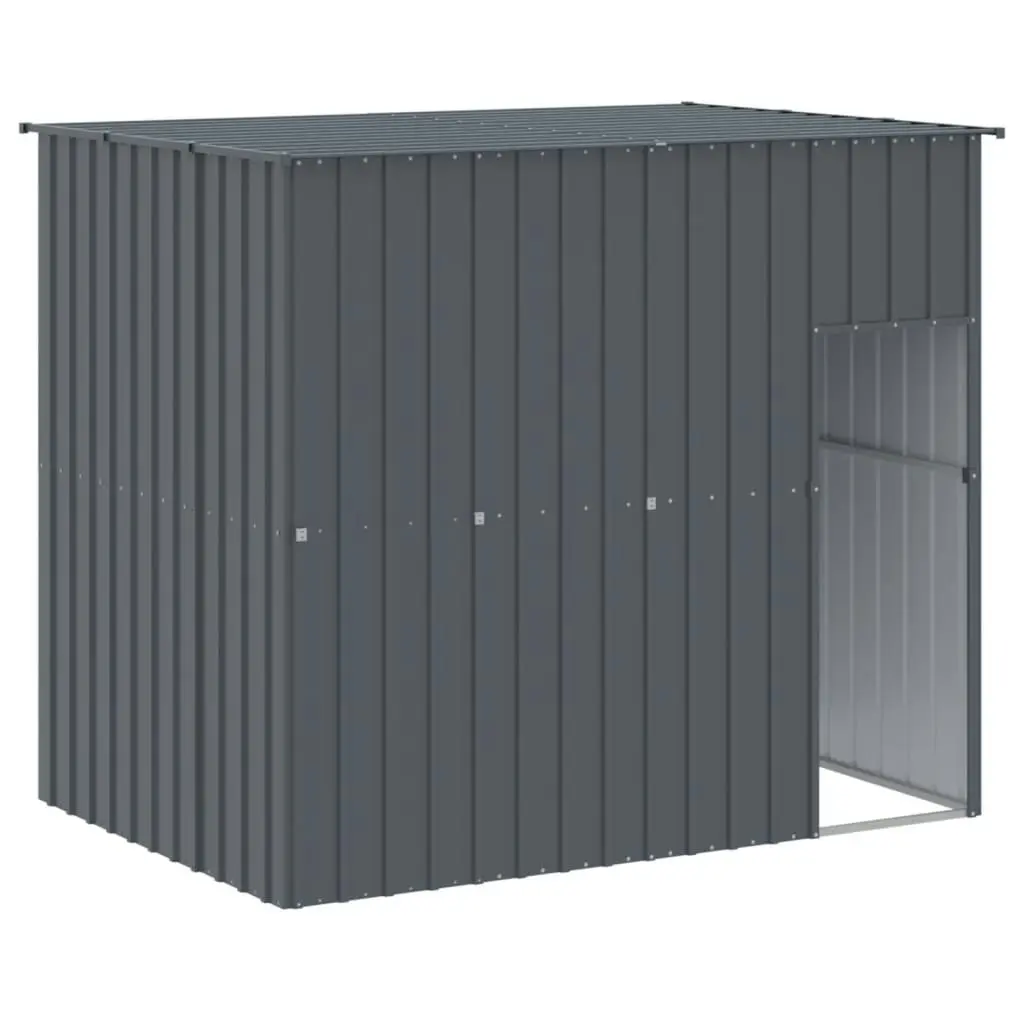 Dog House with Run Anthracite 214x661x181 cm Galvanised Steel 3189133