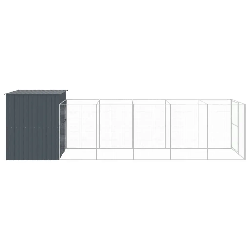 Dog House with Run Anthracite 214x661x181 cm Galvanised Steel 3189133