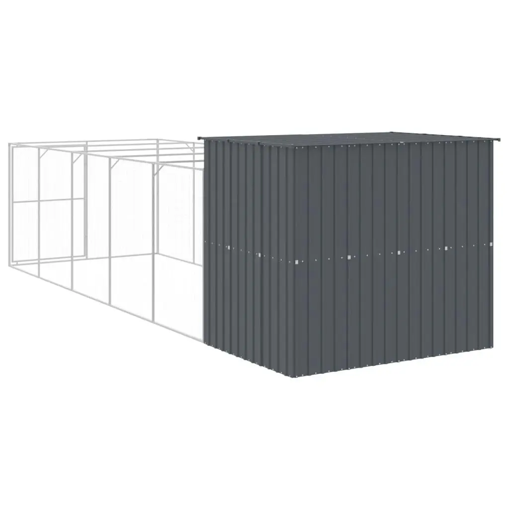 Dog House with Run Anthracite 214x661x181 cm Galvanised Steel 3189133