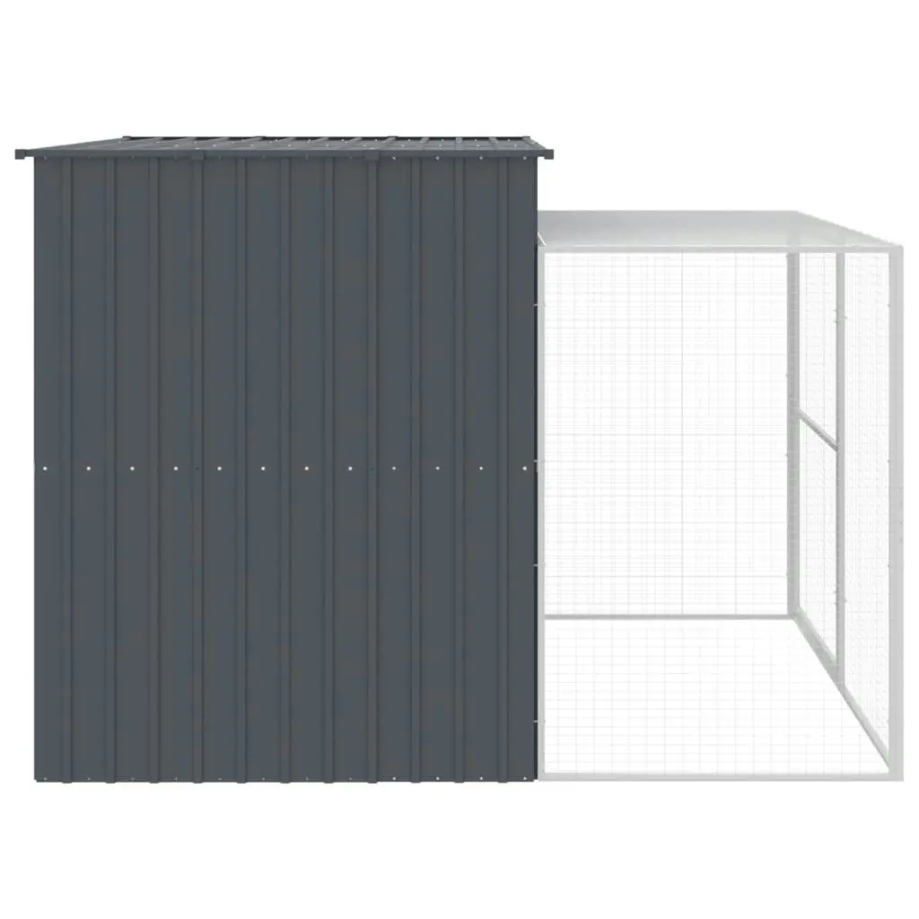 Dog House with Run Anthracite 214x253x181 cm Galvanised Steel 3189131