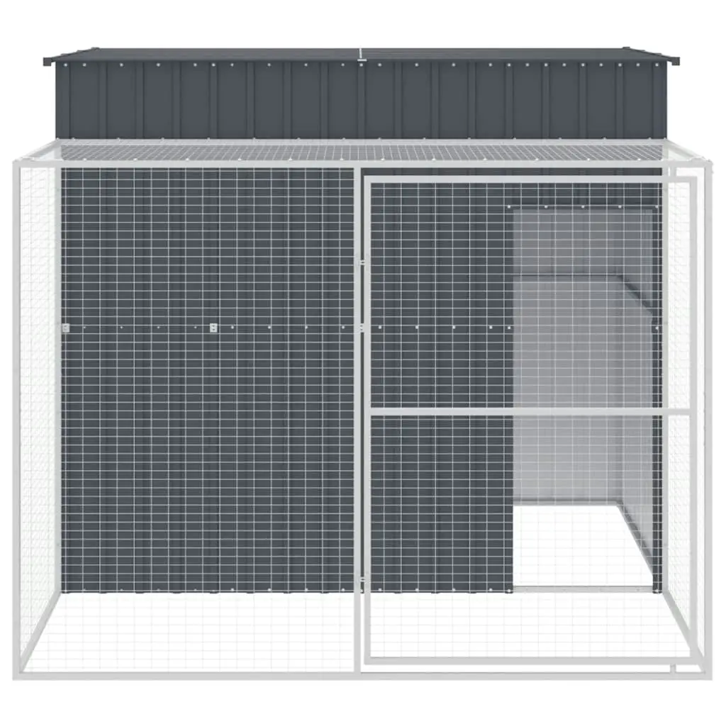 Dog House with Run Anthracite 214x253x181 cm Galvanised Steel 3189131