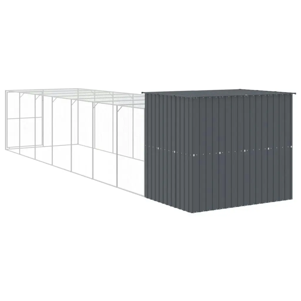 Dog House with Run Anthracite 214x865x181 cm Galvanised Steel 3189134