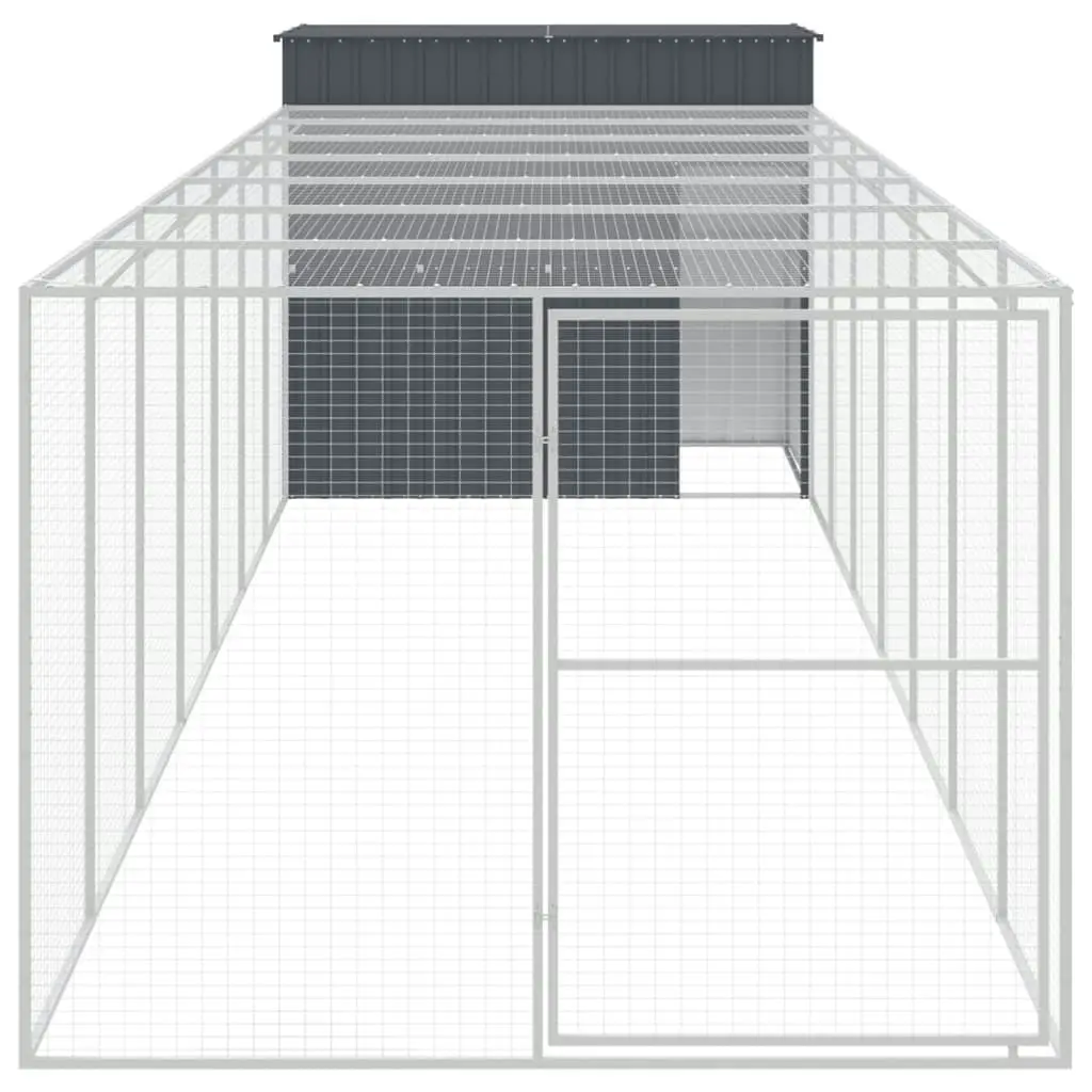 Dog House with Run Anthracite 214x865x181 cm Galvanised Steel 3189134