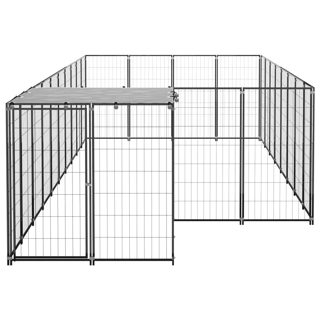 Dog Kennel Black 10.89 mÂ² Steel 3082207