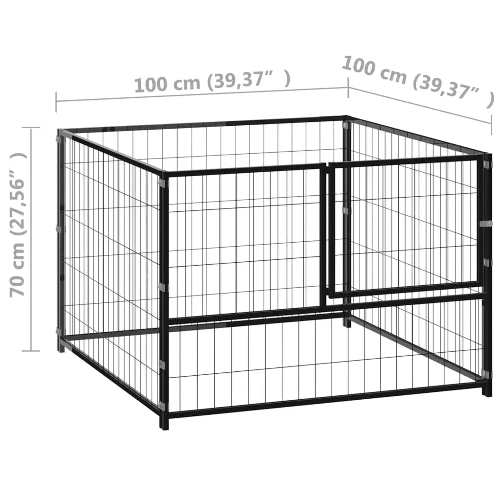 Dog Kennel Black 100x100x70 cm Steel 150789