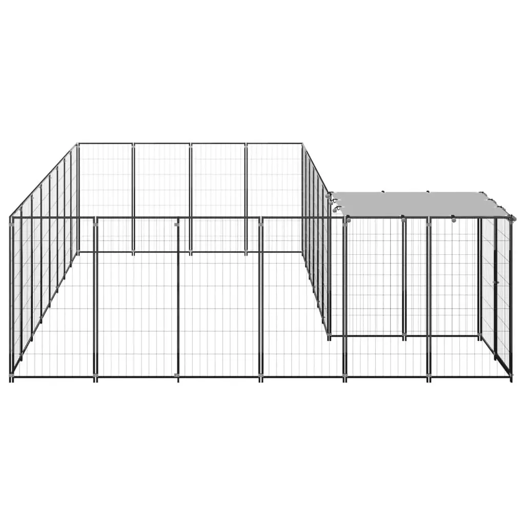 Dog Kennel Black 10.89 mÂ² Steel 3082226