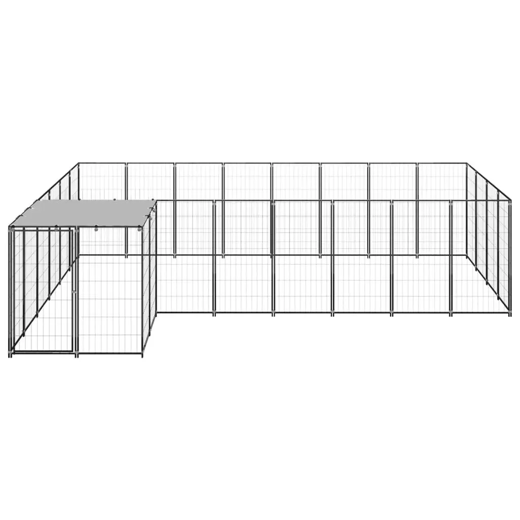 Dog Kennel Black 10.89 mÂ² Steel 3082226