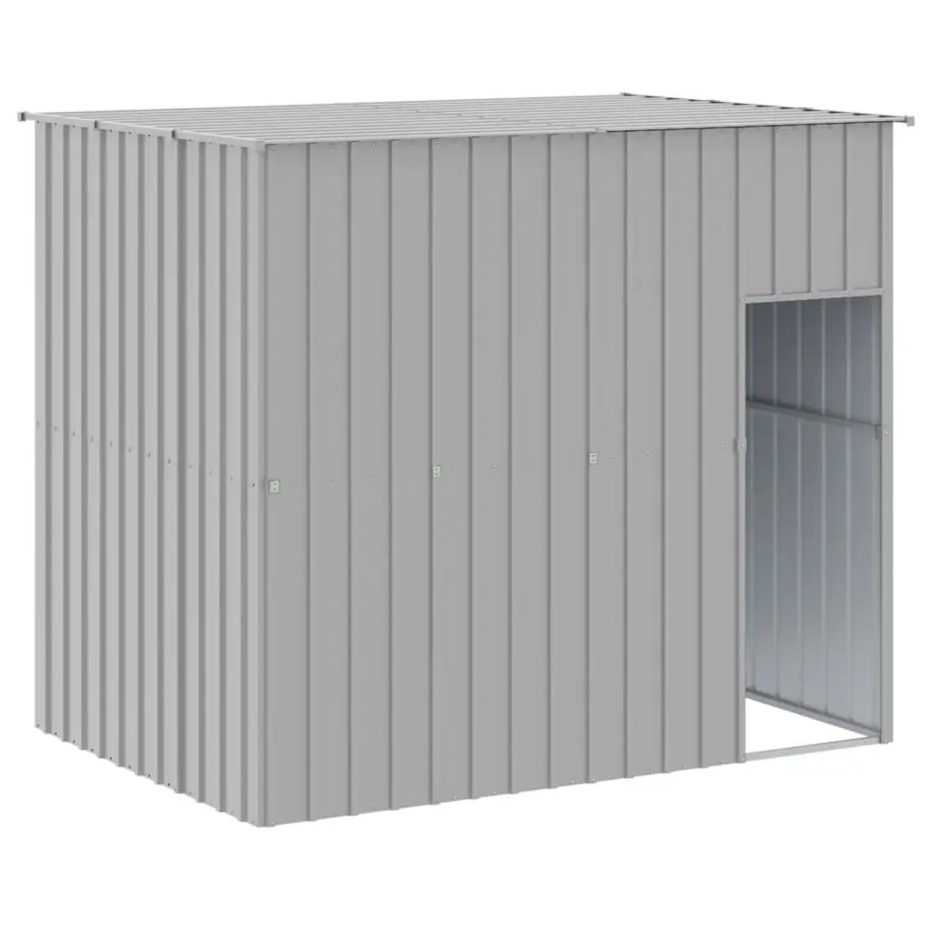 Dog House with Run Light Grey 214x661x181 cm Galvanised Steel 3189139