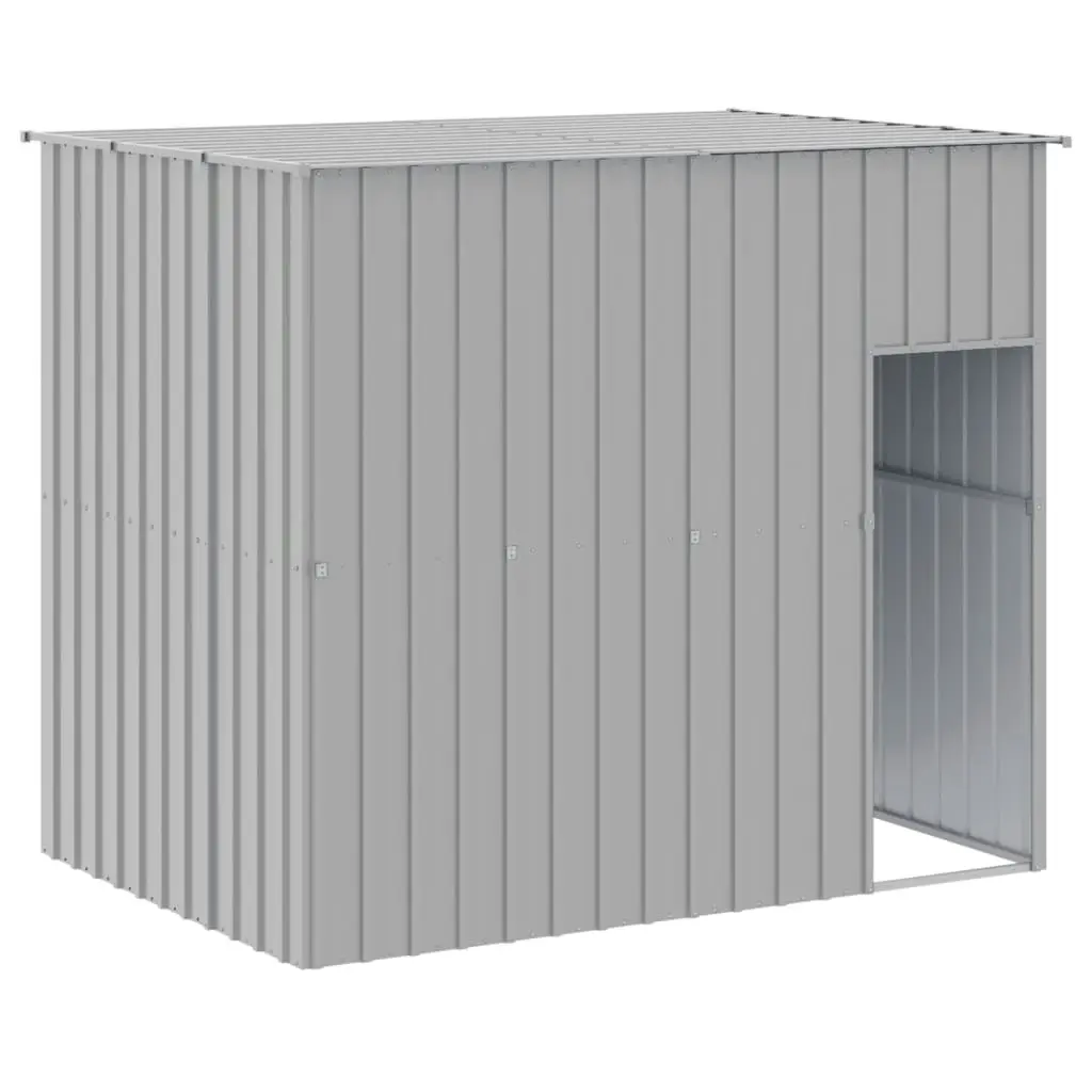 Dog House with Run Light Grey 214x457x181 cm Galvanised Steel 3189138