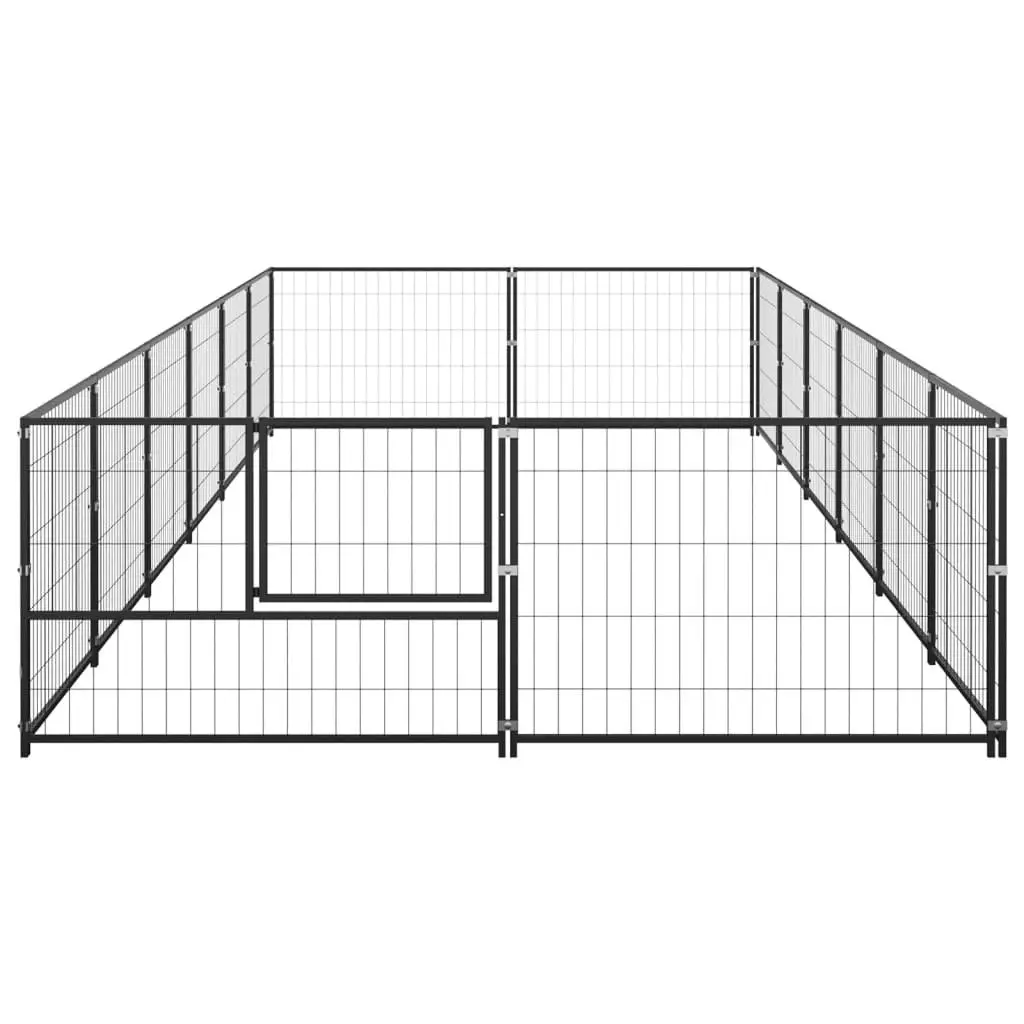 Dog Kennel Black 12 mÂ² Steel 3082113