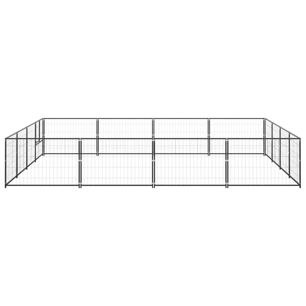 Dog Kennel Black 16 mÂ² Steel 3082143