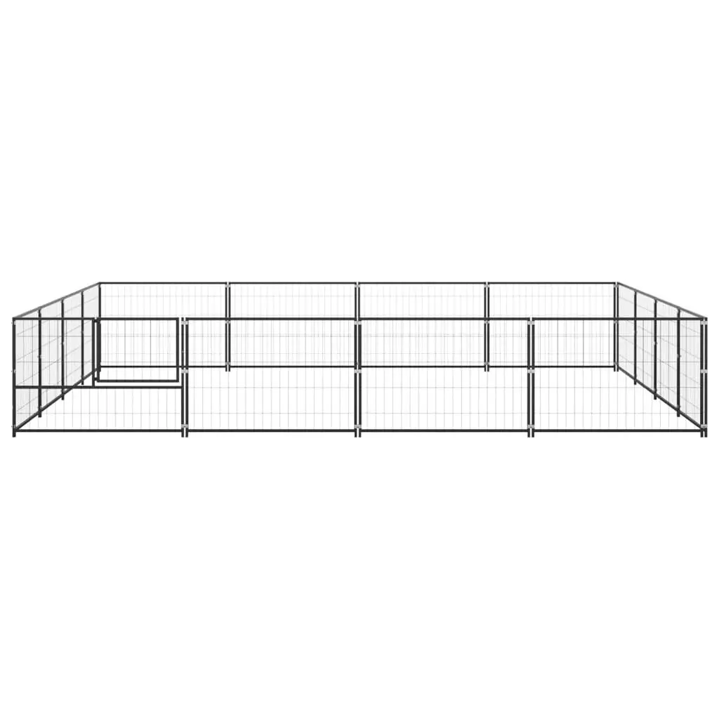 Dog Kennel Black 16 mÂ² Steel 3082143