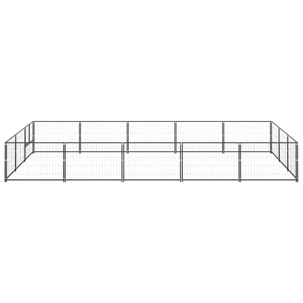 Dog Kennel Black 15 mÂ² Steel 3082129