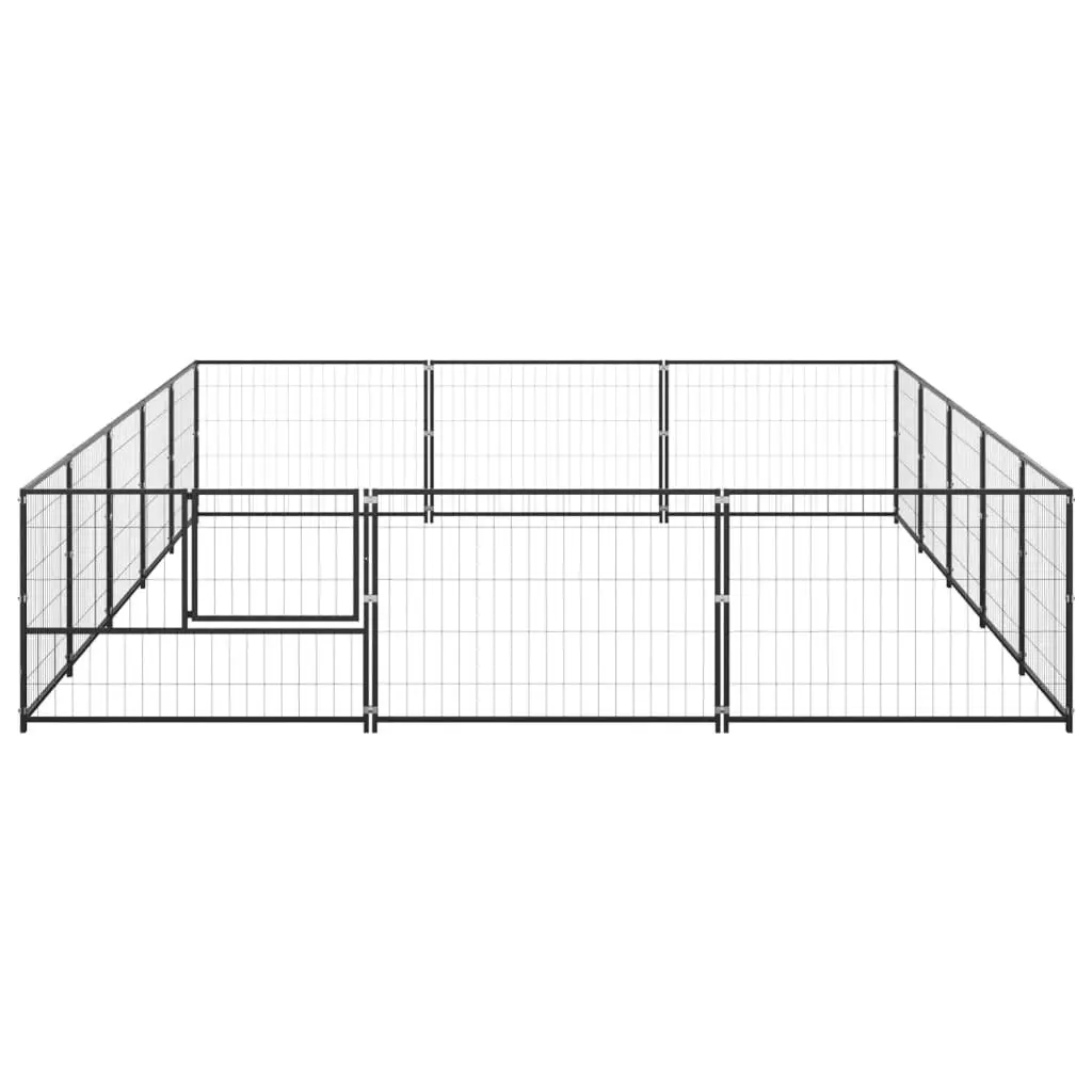 Dog Kennel Black 15 mÂ² Steel 3082129