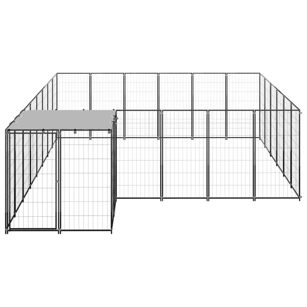 Dog Kennel Black 12.1 mÂ² Steel 3082213