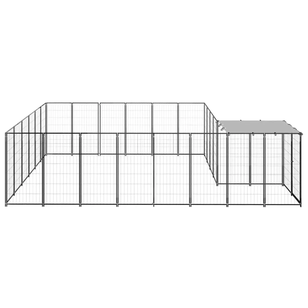 Dog Kennel Black 12.1 mÂ² Steel 3082213