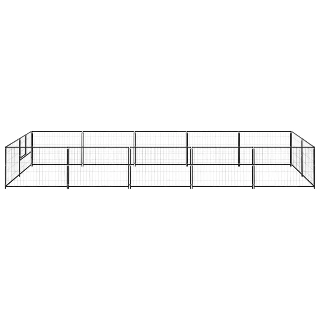 Dog Kennel Black 10 mÂ² Steel 3082112