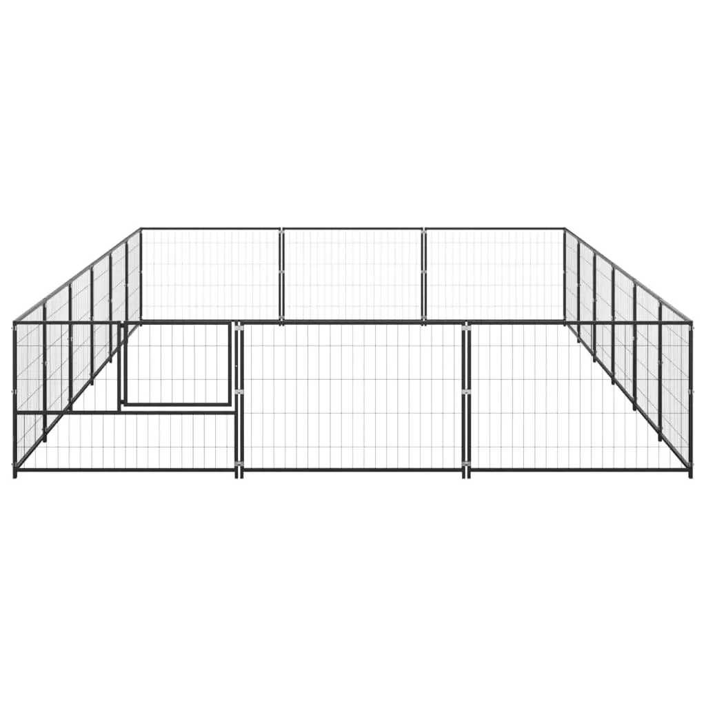 Dog Kennel Black 18 mÂ² Steel 3082130