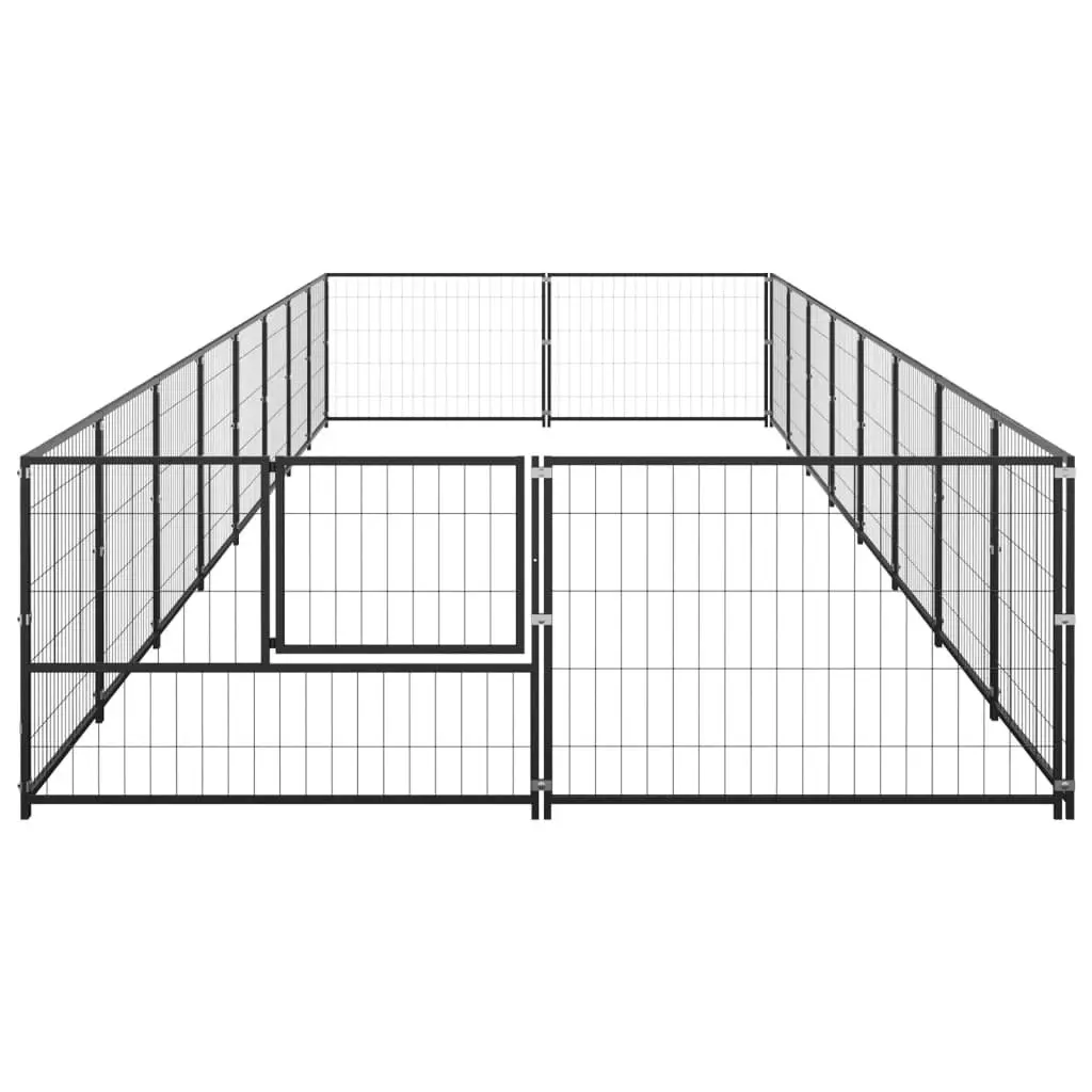 Dog Kennel Black 16 mÂ² Steel 3082115