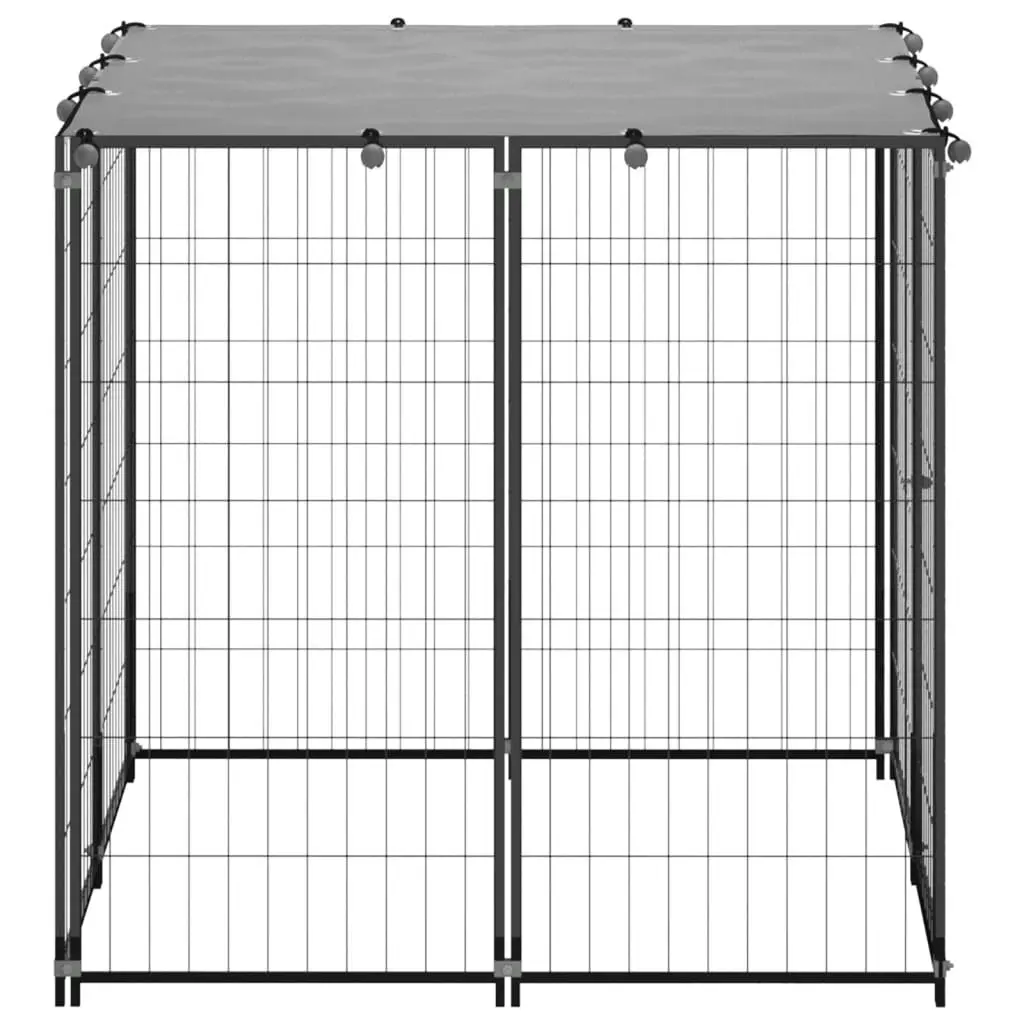 Dog Kennel Black 110x110x110 cm Steel 150781