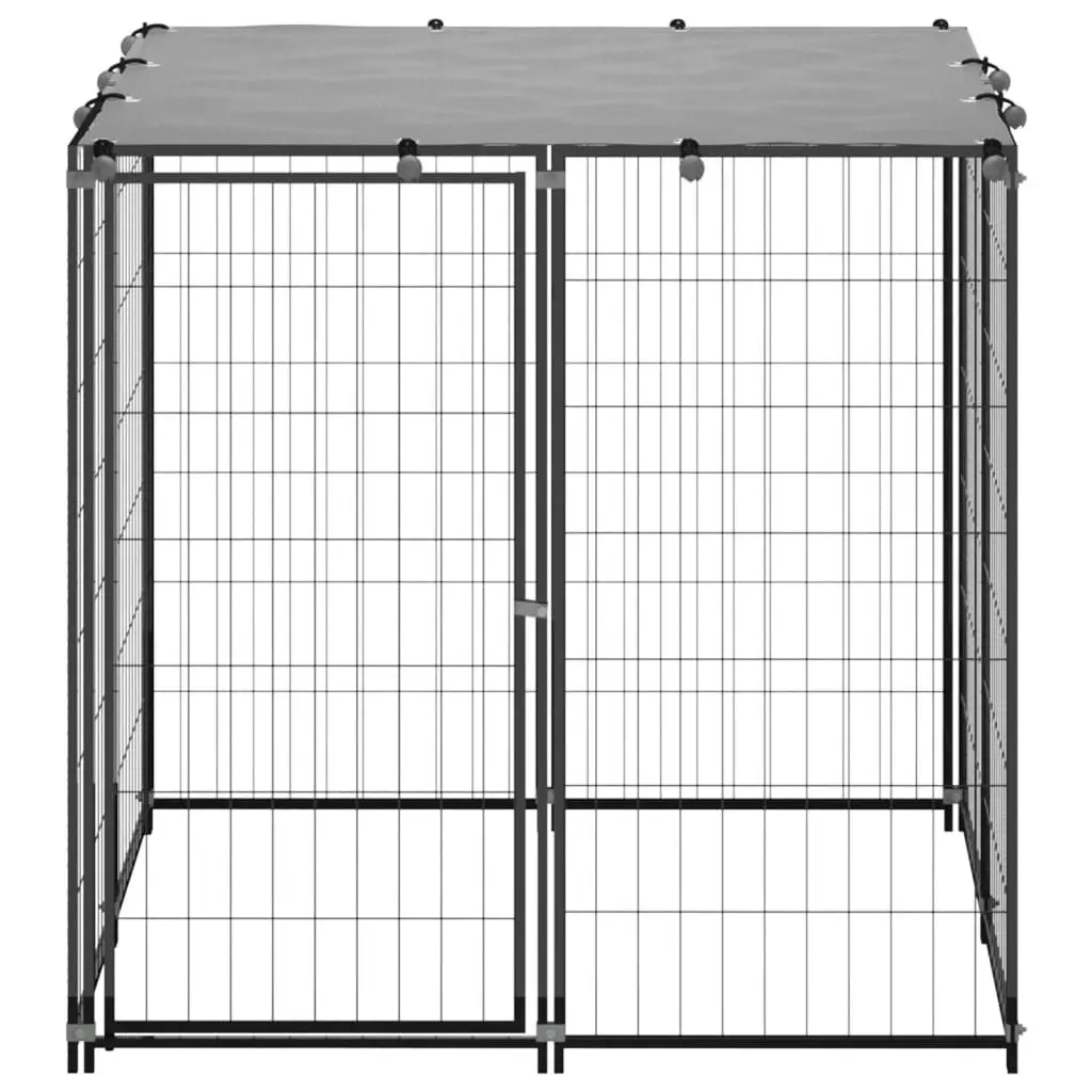 Dog Kennel Black 110x110x110 cm Steel 150781