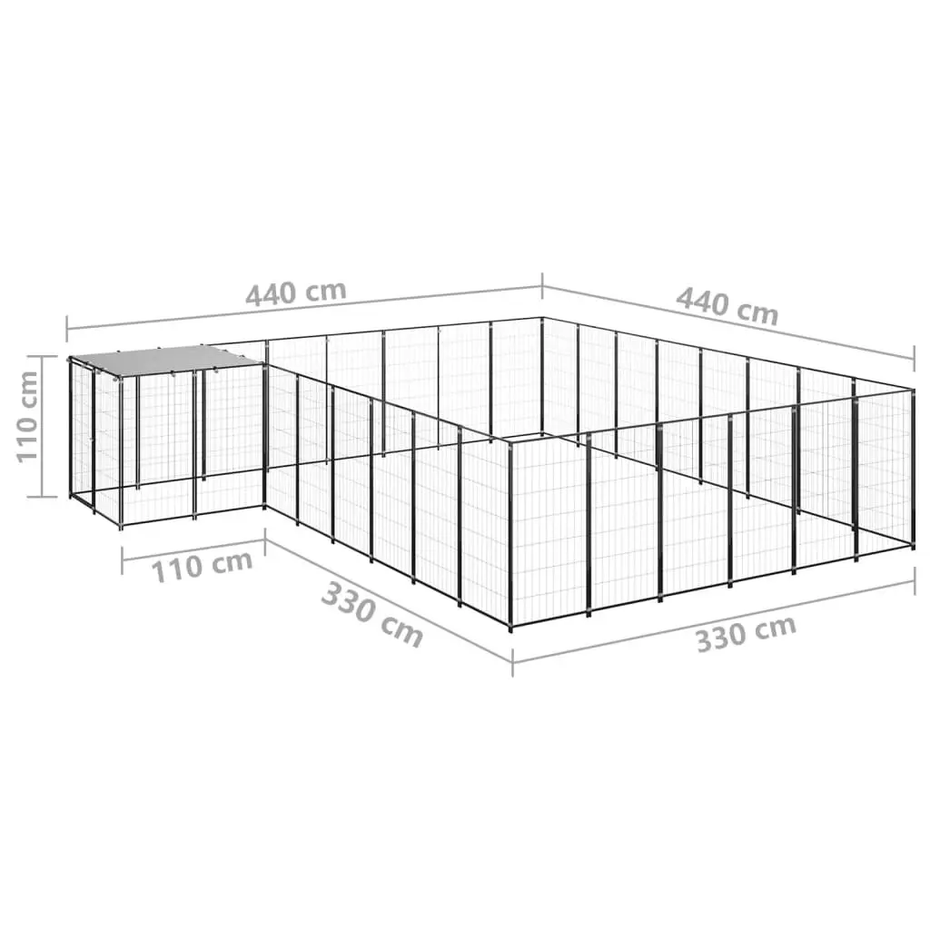 Dog Kennel Black 15.73 mÂ² Steel 3082227