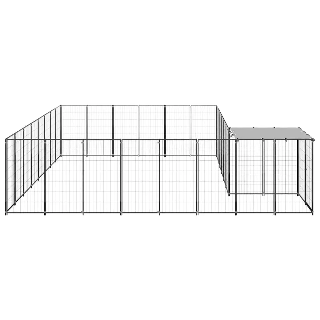 Dog Kennel Black 15.73 mÂ² Steel 3082227