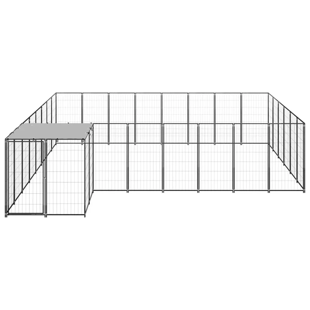 Dog Kennel Black 15.73 mÂ² Steel 3082227