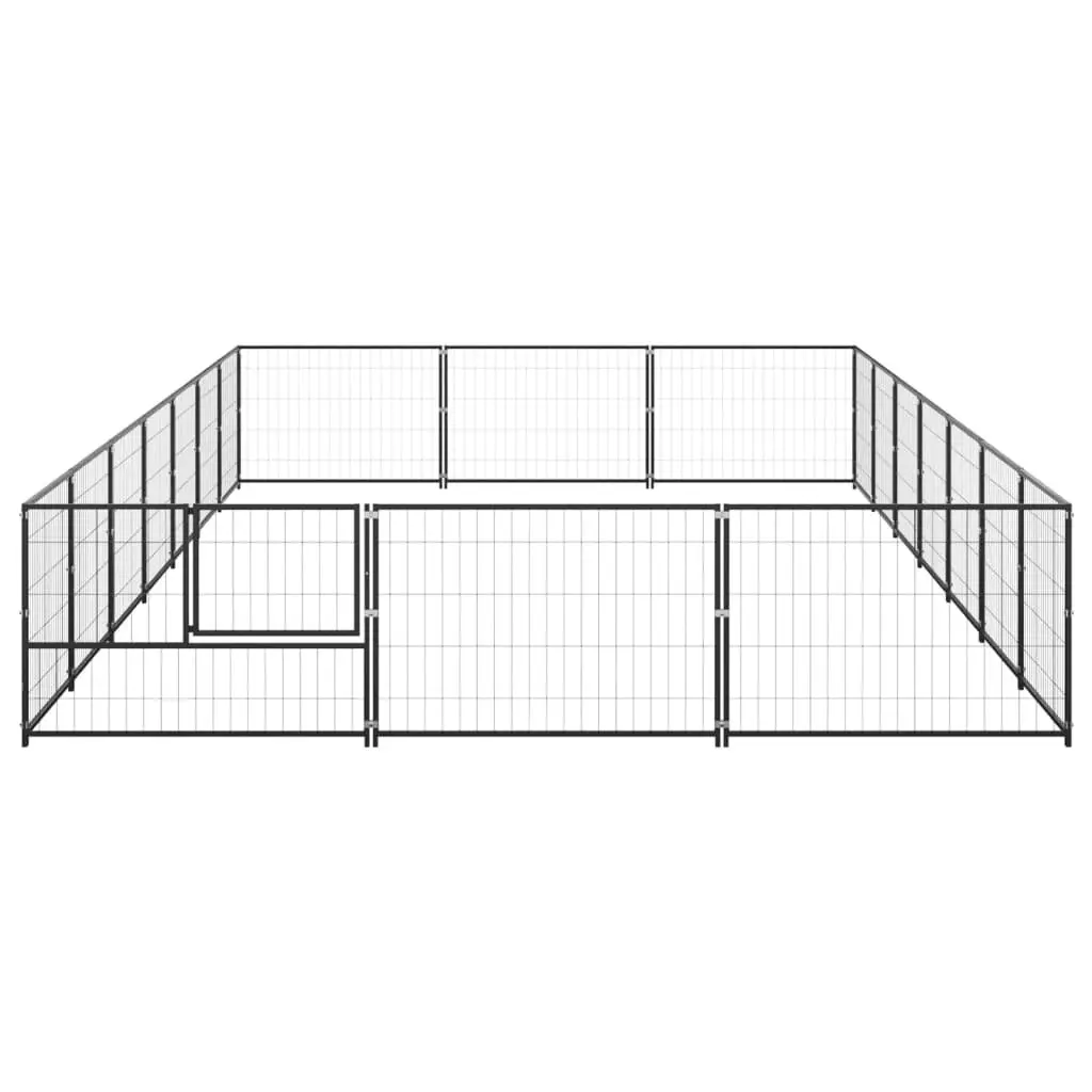 Dog Kennel Black 21 mÂ² Steel 3082131