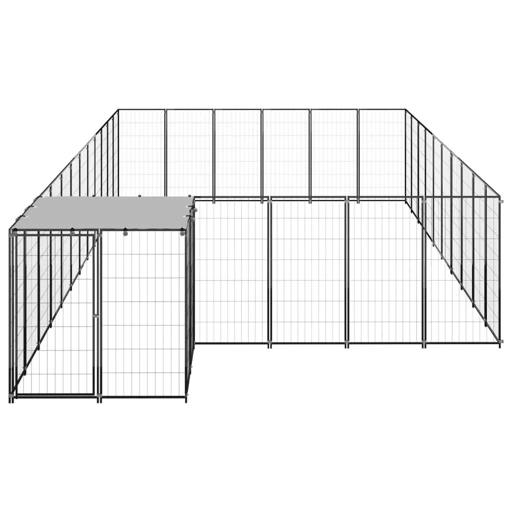 Dog Kennel Black 19.36 mÂ² Steel 3082215