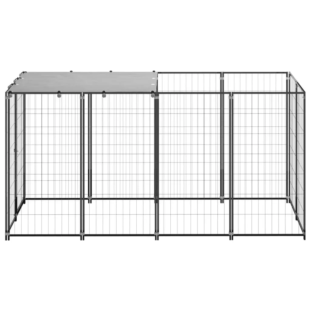 Dog Kennel Black 2.42 mÂ² Steel 3082199