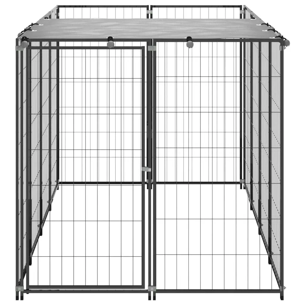 Dog Kennel Black 2.42 mÂ² Steel 3082199