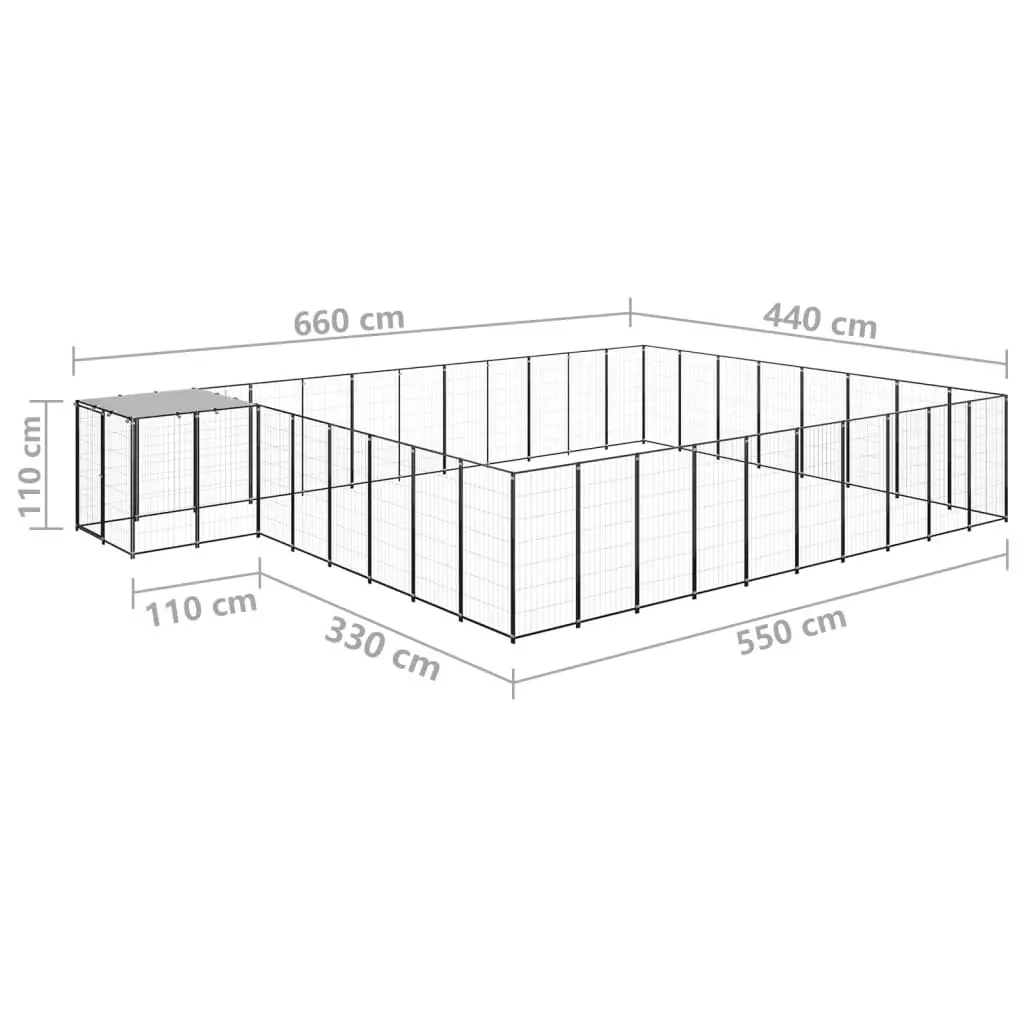 Dog Kennel Black 25.41 mÂ² Steel 3082229