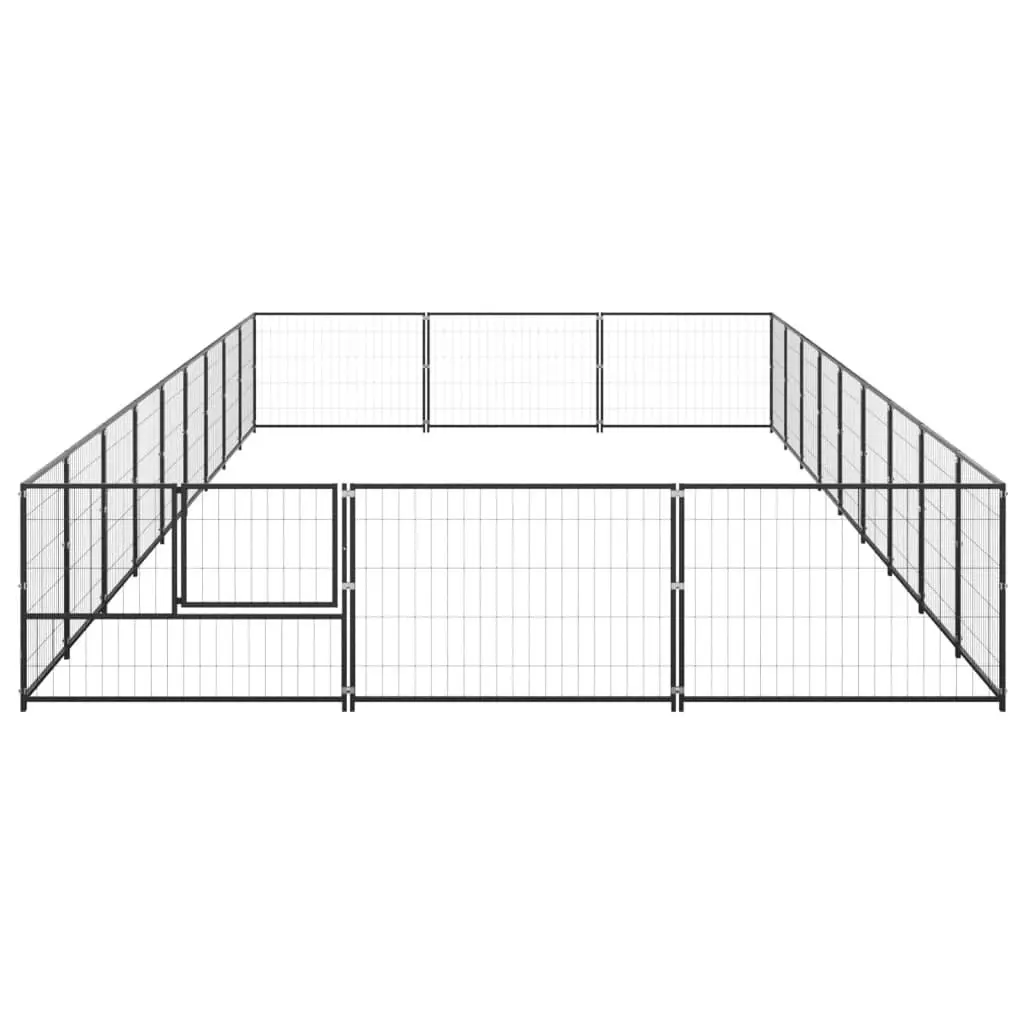 Dog Kennel Black 27 mÂ² Steel 3082133