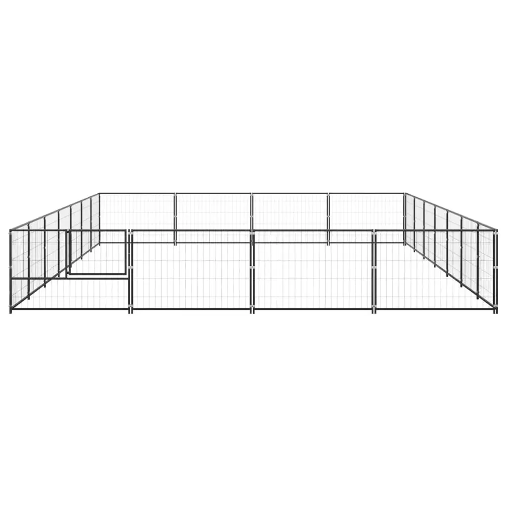 Dog Kennel Black 28 mÂ² Steel 3082146