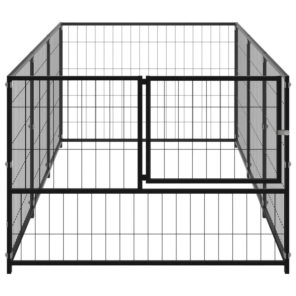 Dog Kennel Black 3 mÂ² Steel 3082093